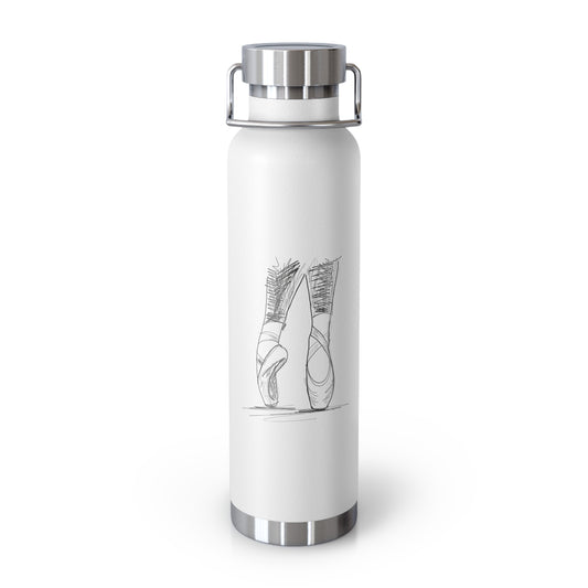 🩰 Pointe Shoe Insulated Water Bottle – 22oz Ballet Studio Hydration Bottle – Gift for Dancer
